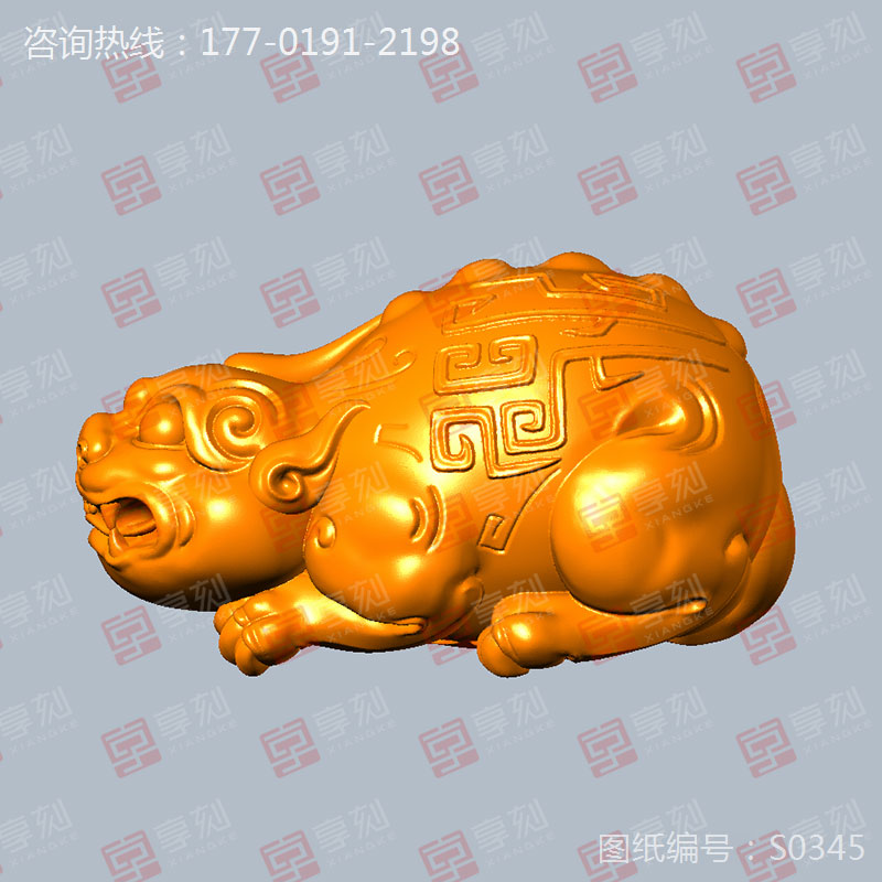 貔貅仿古兽手把件玉石雕刻工具图纸