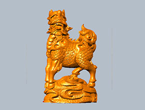 麒麟摆件玉石工艺品木雕模型图纸_五轴雕刻机厂