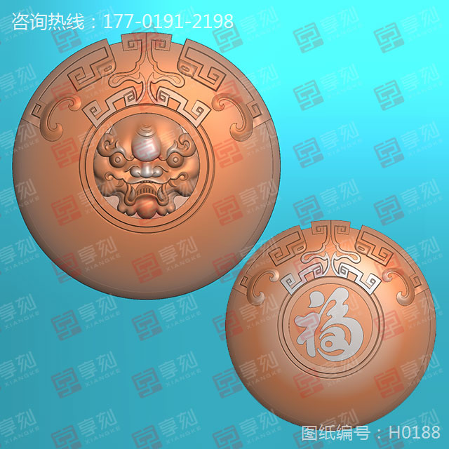 仿古兽纹玉佩玉雕电脑精雕图