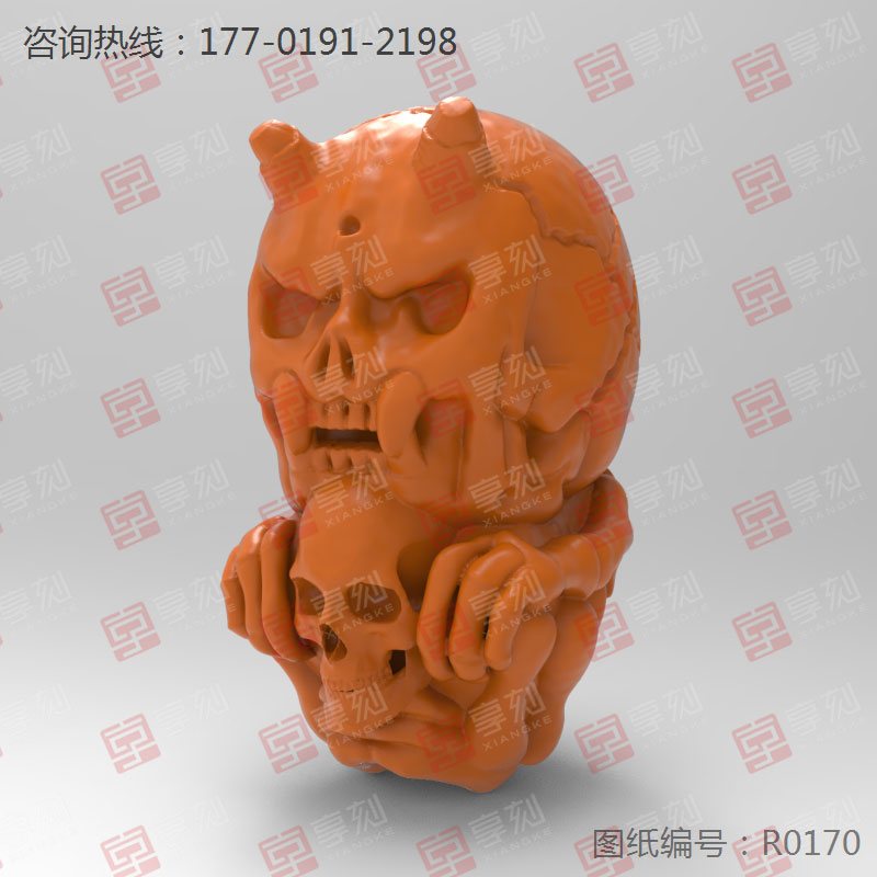 绿松石饰品-骷髅恶灵玉雕机模型图纸