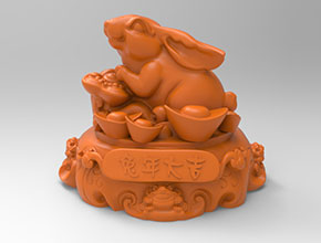 兔年大吉摆件雕塑模型玉石雕刻机图_享刻数控雕