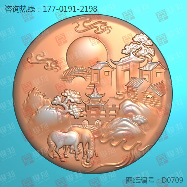 动物山水牌玉石雕刻机电脑雕刻图纸