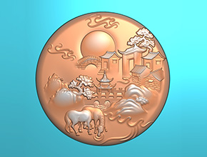 动物山水牌玉石雕刻机电脑雕刻图纸_享刻数控雕