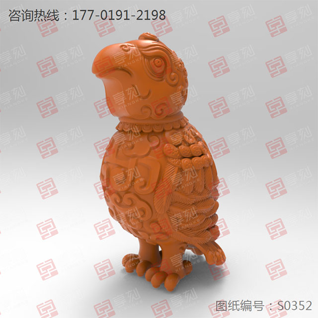 鸟尊玉雕铜雕摆件雕刻机电脑模型图