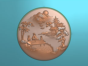 山水人物系列玉石雕刻机电脑雕刻图纸_享刻数控