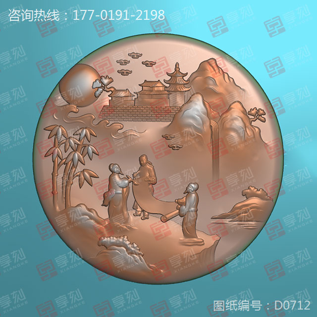 山水人物系列玉石雕刻机电脑雕刻图纸