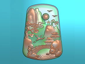 翡翠山水牌系列玉石雕刻机电脑雕刻图纸_享刻数