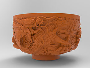 龙纹碗器皿玉石陶瓷雕刻电脑图纸_享刻数控雕刻