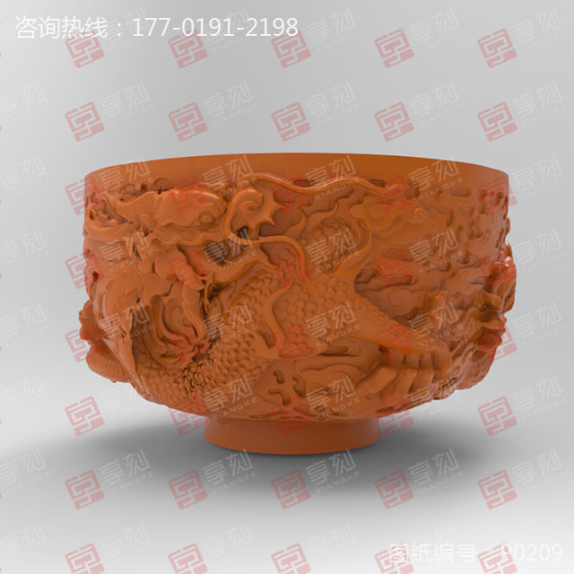 龙纹碗器皿玉石陶瓷雕刻电脑图纸