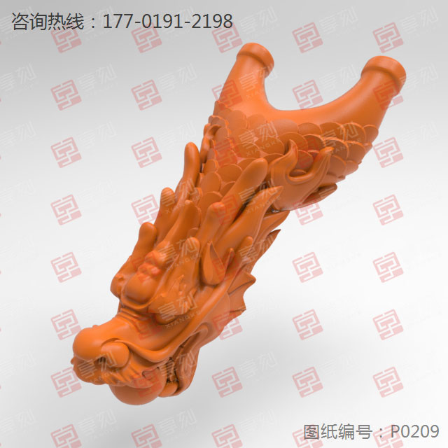 龙头弹弓木雕电脑雕刻图纸