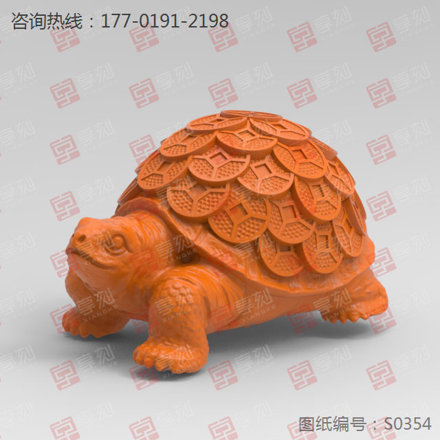 铜钱龟玉雕木雕摆件电脑精雕图模型图