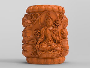 度母勒子笔筒工艺品电脑雕刻图_享刻数控雕刻机