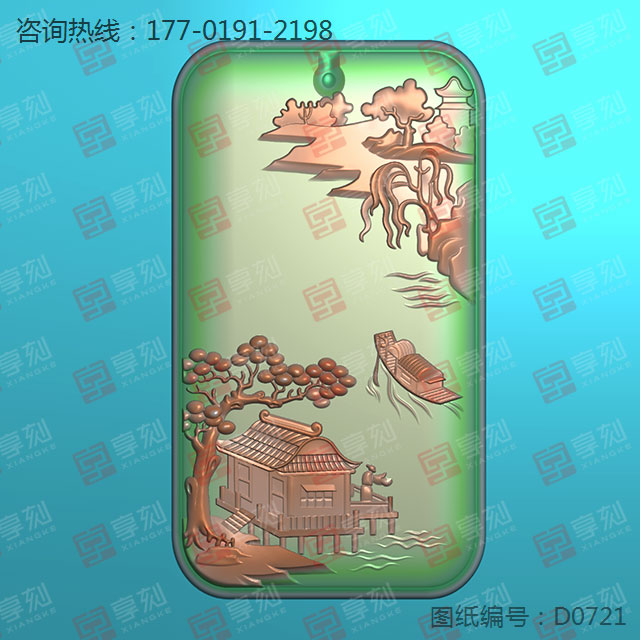 玉石雕刻机电脑精雕图纸山水牌子