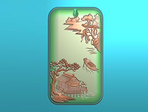 玉石雕刻机电脑精雕图纸山水牌子_享刻数控雕刻