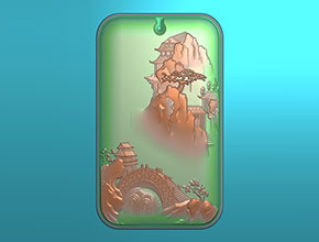 岫玉山水挂件玉石电脑雕刻机精雕图_享刻数控雕