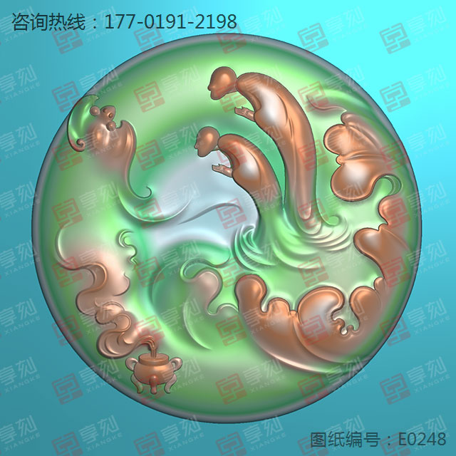 翡翠禅意佛牌电脑玉石雕刻机精雕图