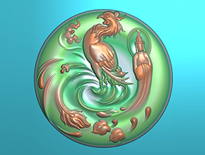 凤观音翡翠玉石吊坠电脑雕刻机精雕图_享刻数控