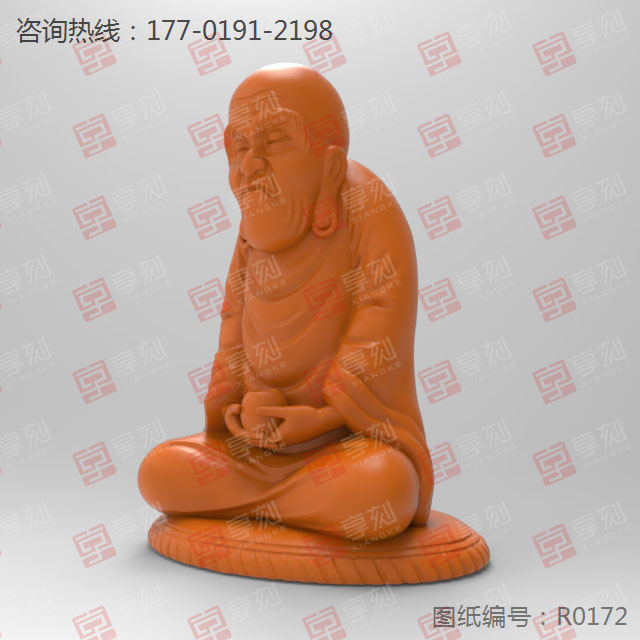 达摩摆件立体玉石雕刻机电脑模型图纸