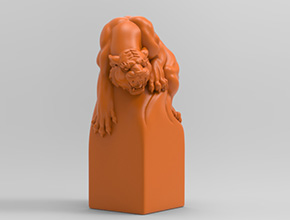 立体老虎印章玉石雕刻机电脑模型图_享刻数控雕