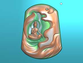 观音佛牌玉石雕刻模型图玉石精雕图_享刻数控雕