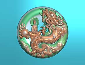 龙观音圆牌玉石雕刻模型图_享刻数控雕刻机厂家