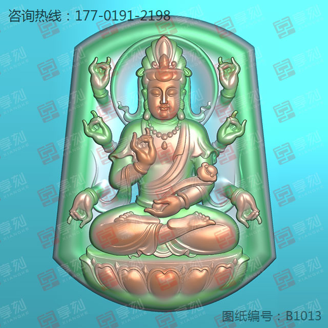 千手观音浮雕翡翠观音电脑雕刻图