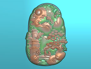 翡翠山水浮雕牌子电脑精雕雕刻图纸_享刻数控雕