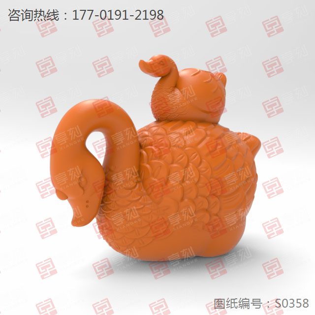 天鹅摆件陶瓷玻璃雕刻模型图纸