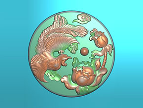 凤凰牡丹玉石吊坠电脑雕刻模型图纸_享刻数控雕