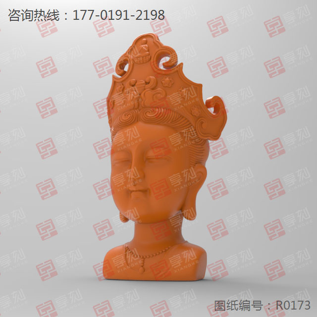 观音头立体摆件玉石玻璃雕刻机图纸