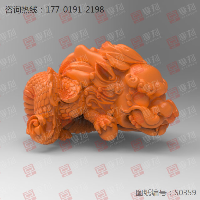 Q版萌龙摆件玉石玻璃雕刻机图纸