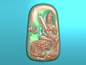 文殊菩萨翡翠玉坠电脑雕刻精雕机图_享刻数控雕