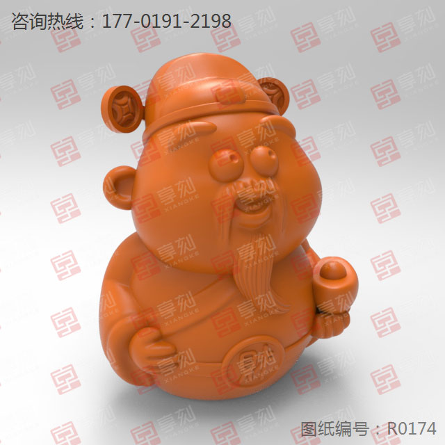 财地主小摆件玉石铜工艺品电脑雕刻机图纸