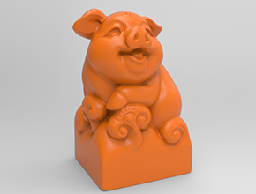 财猪印章3d模型电脑玉雕精雕图纸_享刻数控雕刻