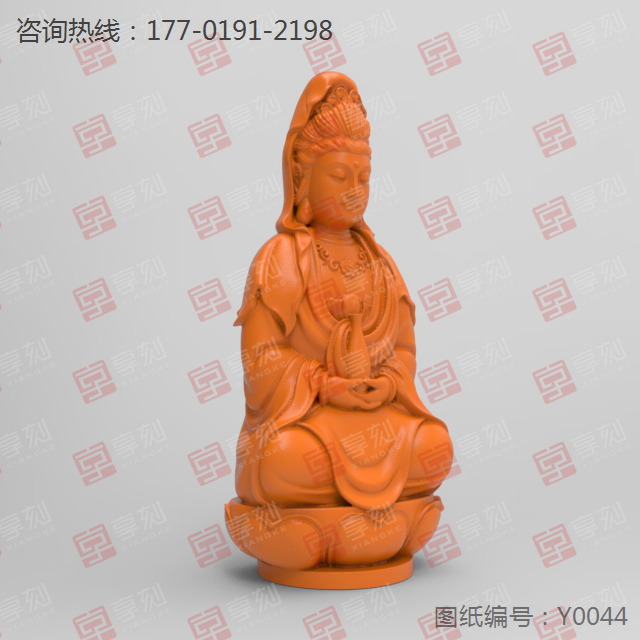 坐观音立体摆件模型电脑玉雕精雕图纸