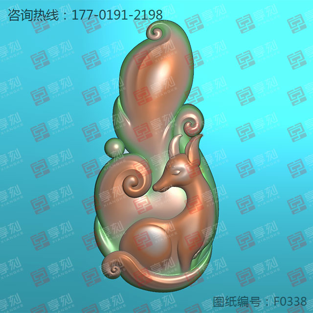 狐仙翡翠水晶吊坠电脑精雕模型图