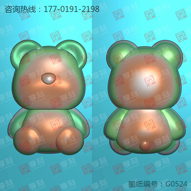 宝宝熊吊坠电脑精雕图水晶金银首饰雕刻图