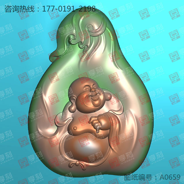 佛公吊坠玉石电脑雕刻精雕图纸