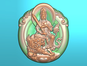 文殊观音吊坠玉石电脑雕刻精雕图纸_享刻数控雕