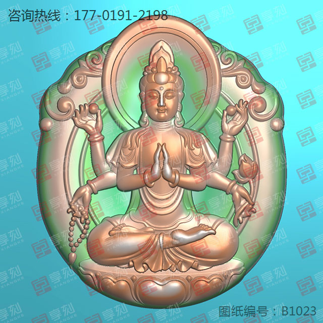 千手观音吊坠玉石电脑雕刻精雕图纸