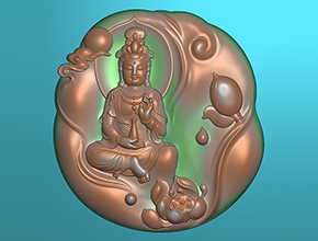 精美观音翡翠精雕模型图玉石玉坠雕刻图_享刻数