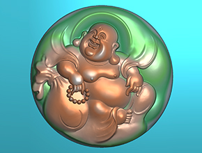 弥勒佛翡翠圆牌吊坠电脑精雕图_享刻数控雕刻机