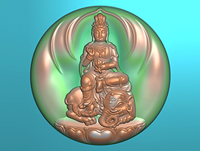 普贤八大守护神翡翠圆牌电脑雕刻精雕图_享刻数