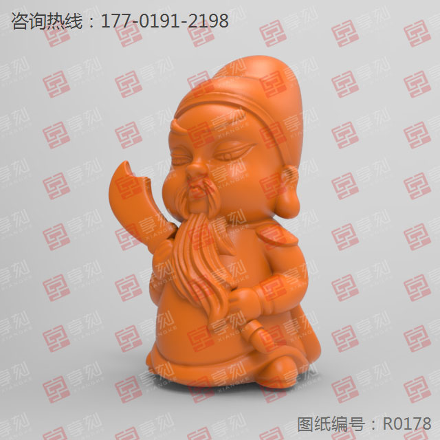 立体Q版关公摆件电脑雕刻精雕图