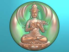 八大守护神大势至菩萨圆牌玉石精雕图_享刻数控