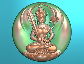 八大守护神虚空藏圆牌玉石精雕图_享刻数控雕刻