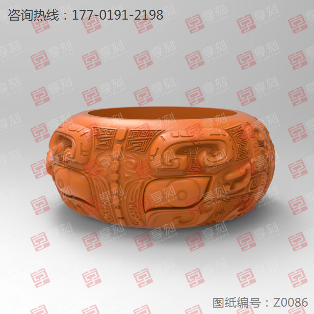 饕餮纹戒指玉石金银手镯电脑雕刻模型图
