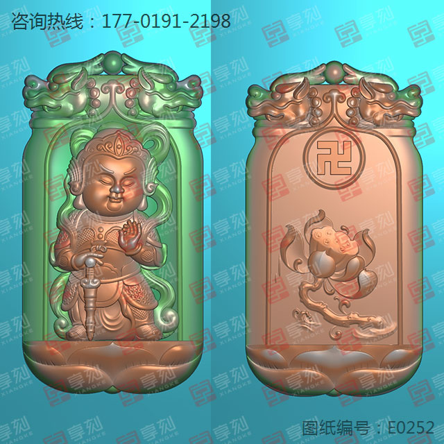 韦陀神像玉石雕刻电脑精雕图