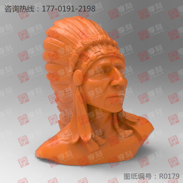 印第安人像摆件玉石精雕电脑雕刻图纸