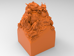 五龙印章摆件玉石精雕电脑雕刻图纸_享刻数控雕